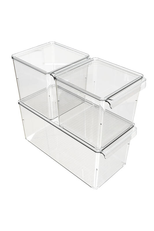 Buzdolabı Ve Dolap Içi Mutfak Banyo Düzenleyici 3 Lü Set - Şeffaf - 1
