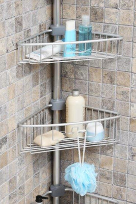 4 Raflı Paslanmaz Alüminyum Banyo Köşe Rafı (E)- Metalik (Montaj Gerektirmez.) - 4