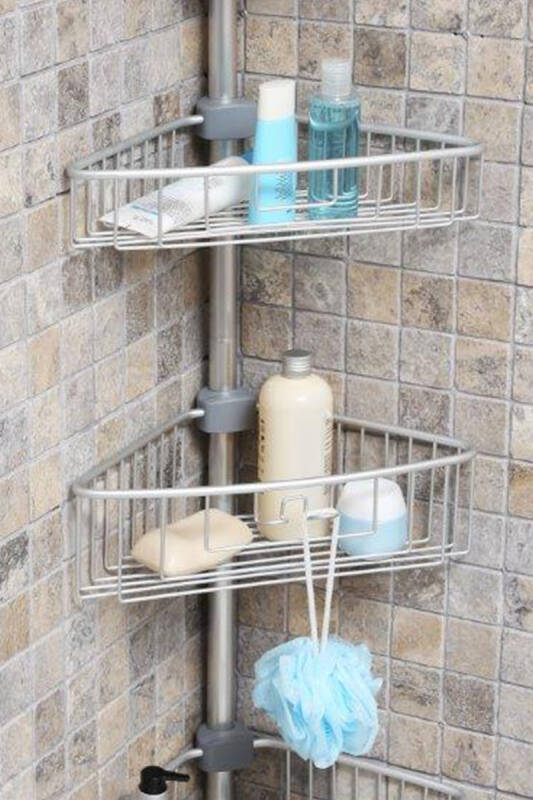 4 Raflı Paslanmaz Alüminyum Banyo Köşe Rafı (E)- Metalik (Montaj Gerektirmez.) - 4