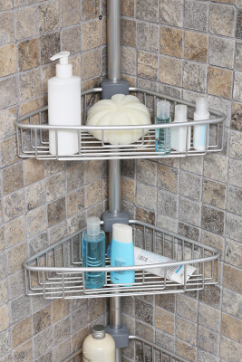 4 Raflı Paslanmaz Alüminyum Banyo Köşe Rafı (E)- Metalik (Montaj Gerektirmez.) - 5