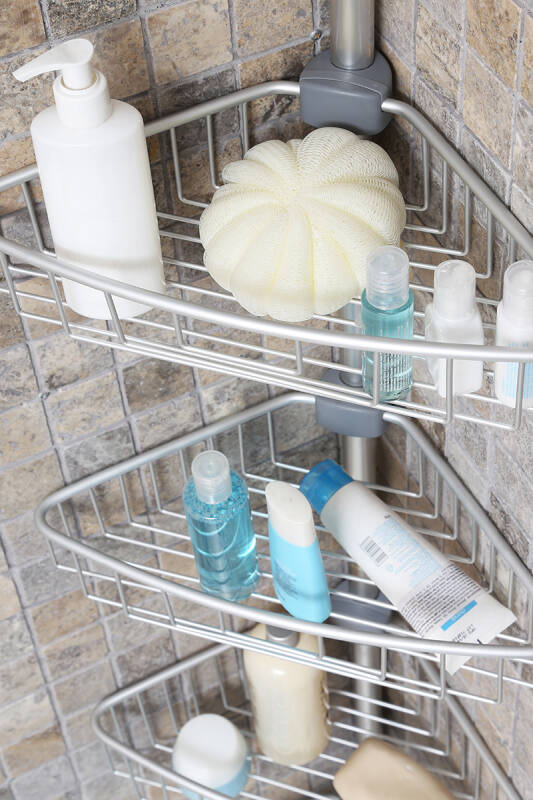 4 Raflı Paslanmaz Alüminyum Banyo Köşe Rafı (E)- Metalik (Montaj Gerektirmez.) - 6