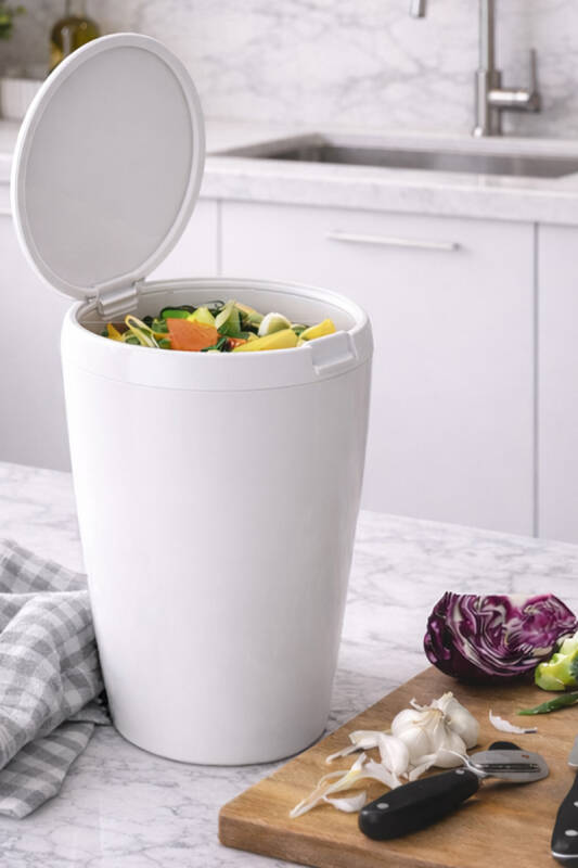 6 LT Banyo Mutfak Tezgah Üstü Çöp kovası - Beyaz - 1
