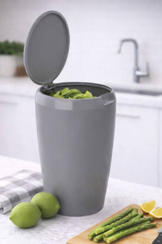 6 LT Banyo Mutfak Tezgah Üstü Çöp kovası - Gri - 1