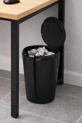 6 LT Banyo Mutfak Tezgah Üstü Çöp kovası - Siyah - Primanova (1)
