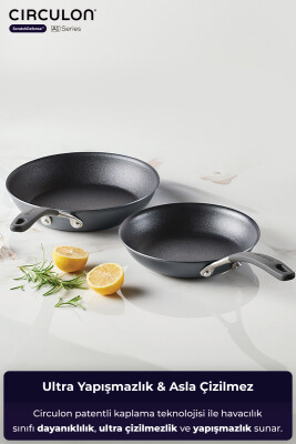 A1 Serisi ScratchDefense Çizilmez Yapışmaz 2'li Kızartma Tava Seti - 22 CM & 26 CM - Circulon