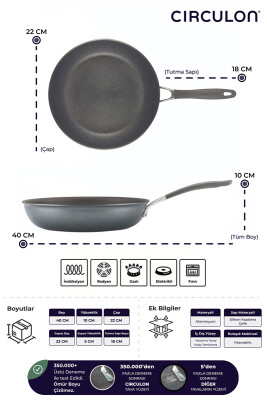 A1 Serisi ScratchDefense Çizilmez Yapışmaz 2'li Kızartma Tava Seti - 22 CM & 26 CM - Circulon (1)