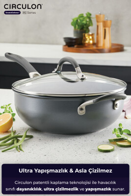 A1 Serisi ScratchDefense Çizilmez Yapışmaz 3 Fonksiyonlu Pişirici (Tencere, Tava, Wok Tek Üründe) - Circulon