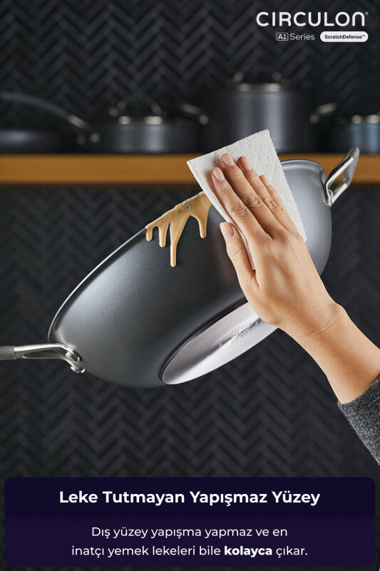 A1 Serisi ScratchDefense Çizilmez Yapışmaz 3 Fonksiyonlu Pişirici (Tencere, Tava, Wok Tek Üründe) - 2