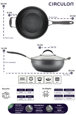 A1 Serisi ScratchDefense Çizilmez Yapışmaz 3 Fonksiyonlu Pişirici (Tencere, Tava, Wok Tek Üründe) - 4