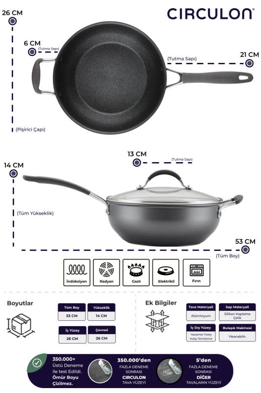 A1 Serisi ScratchDefense Çizilmez Yapışmaz 3 Fonksiyonlu Pişirici (Tencere, Tava, Wok Tek Üründe) - 4