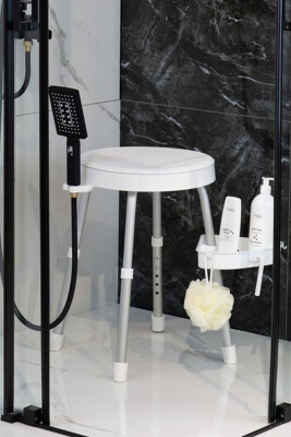 Apollo Döner Tabure Raflı-Beyaz - Primanova