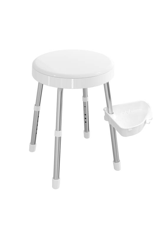 Apollo Döner Tabure Raflı-Beyaz - 3