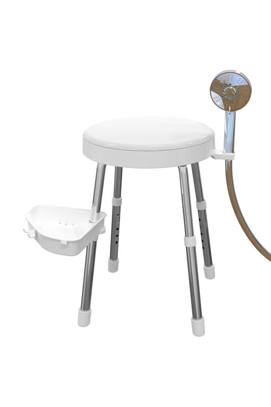 Apollo Döner Tabure Raflı-Beyaz - 4