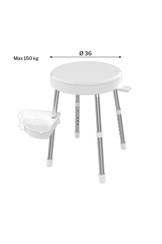 Apollo Döner Tabure Raflı-Beyaz - 5