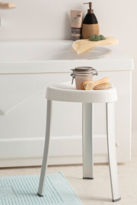 Banyo Mutfak Taburesi Paslanmaz Aluminyum Beyaz 2'Li - Primanova