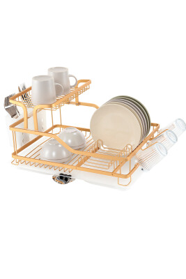Bianka Paslanmaz Alüminyum İki Katlı Bulaşıklık - Altın - Primanova
