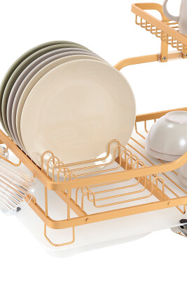 Bianka Paslanmaz Alüminyum İki Katlı Bulaşıklık - Altın - 4