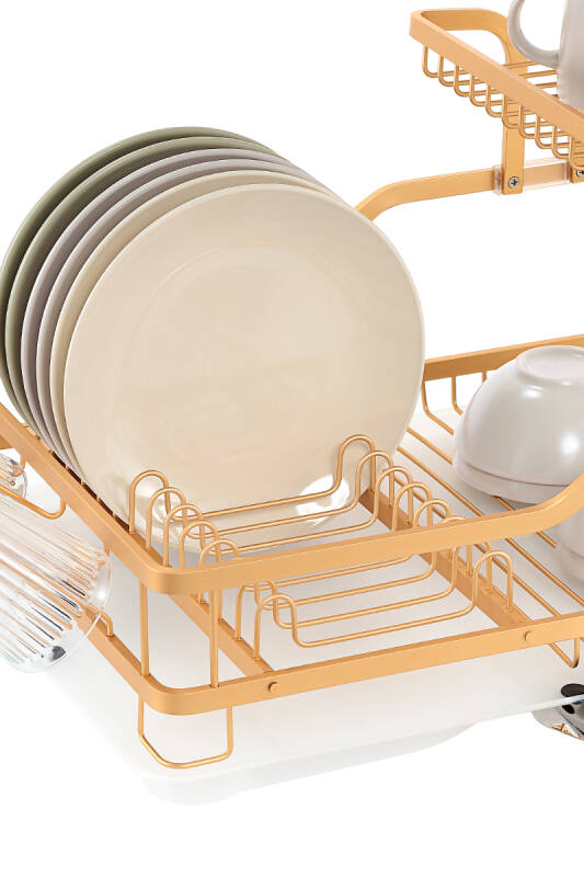 Bianka Paslanmaz Alüminyum İki Katlı Bulaşıklık - Altın - 4