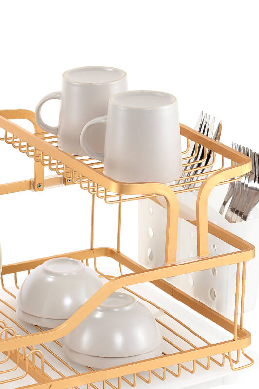 Bianka Paslanmaz Alüminyum İki Katlı Bulaşıklık - Altın - 6