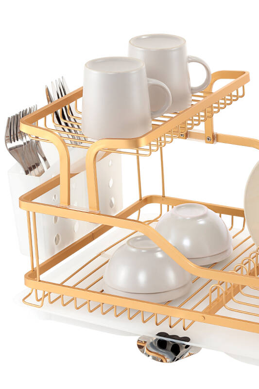 Bianka Paslanmaz Alüminyum İki Katlı Bulaşıklık - Altın - 4