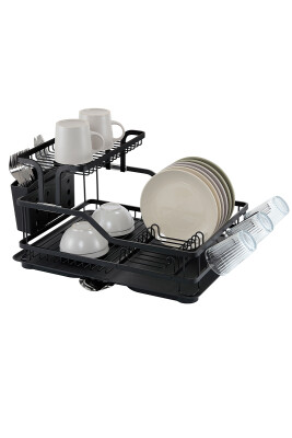 Bianka Paslanmaz Alüminyum İki Katlı Bulaşıklık - Siyah - Primanova