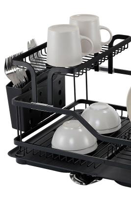 Bianka Paslanmaz Alüminyum İki Katlı Bulaşıklık - Siyah - 3