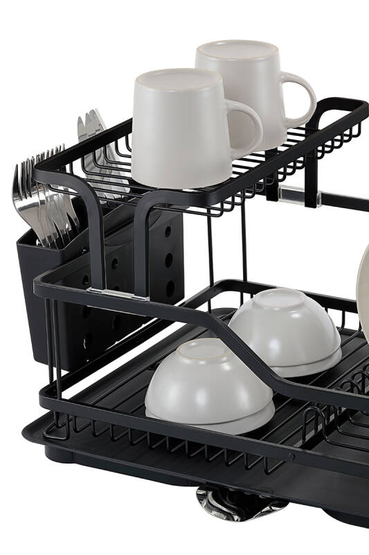 Bianka Paslanmaz Alüminyum İki Katlı Bulaşıklık - Siyah - 3