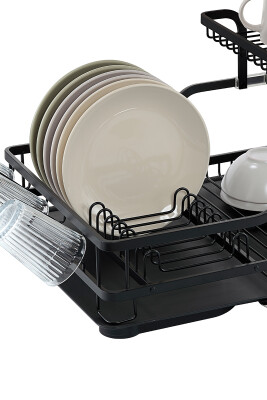 Bianka Paslanmaz Alüminyum İki Katlı Bulaşıklık - Siyah - 4