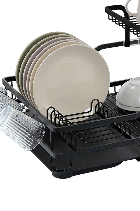 Bianka Paslanmaz Alüminyum İki Katlı Bulaşıklık - Siyah - 4