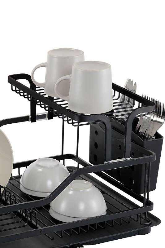 Bianka Paslanmaz Alüminyum İki Katlı Bulaşıklık - Siyah - 7