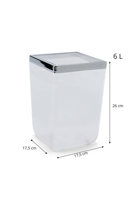 Biga Çöp Kovası 6 Lt Şeffaf-Krom - 1