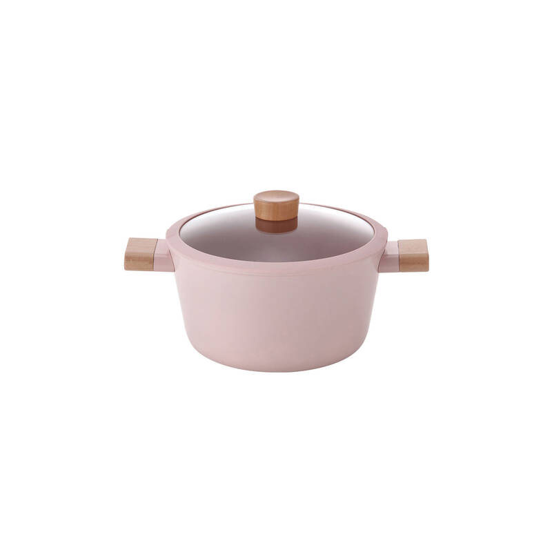 Blossom Cam Kapaklı Alüminyum Döküm Derin Tencere 24 Cm, Pembe - 3