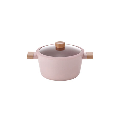 Blossom Cam Kapaklı Alüminyum Döküm Derin Tencere 24 Cm, Pembe - 2