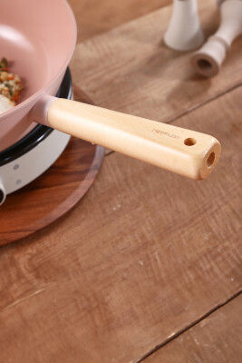 Blossom Seramik Kaplama Alüminyum Döküm 5 Parça Tencere Ve Tava Seti - Pembe - 7