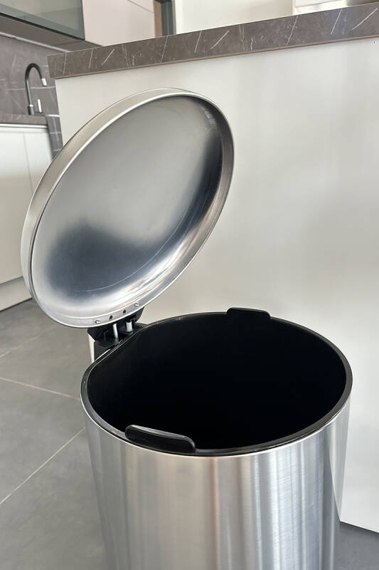 Paslanmaz Çelik Bombe Kapaklı Çöp Kovası 40 Litre Inox - 7