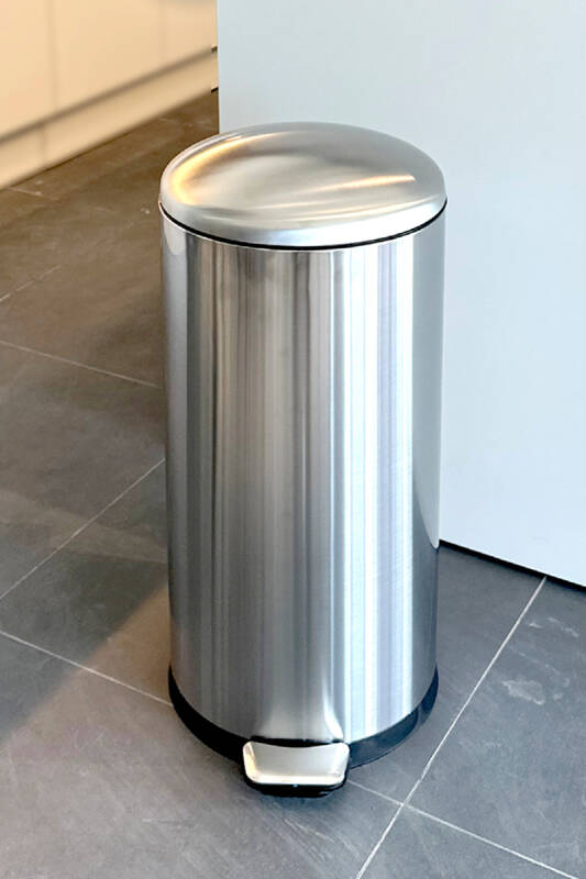 Paslanmaz Çelik Bombe Kapaklı Çöp Kovası 40 Litre Inox - 1