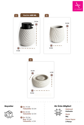 Bradley 3'lü Banyo Seti - Bej - 3