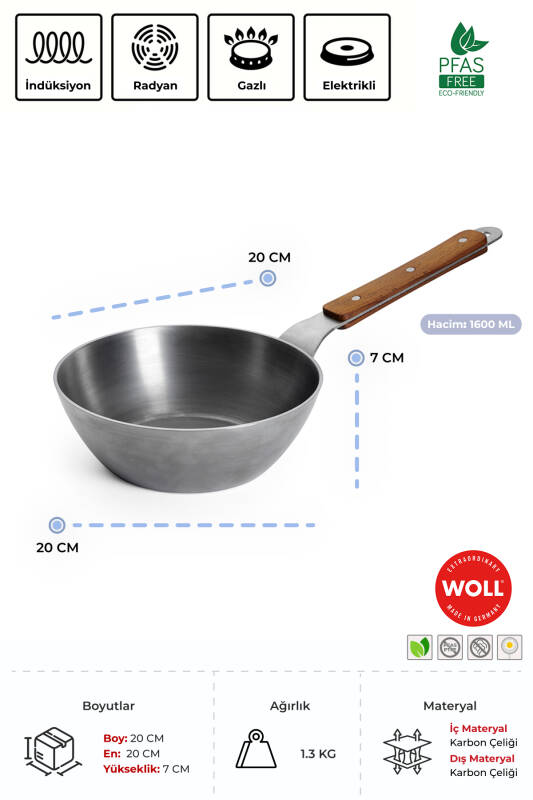 Carbon Steel Sote Tavası 20 CM - 3