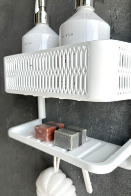 Ceres Plastik Banyo Duş Rafı - Beyaz - 5