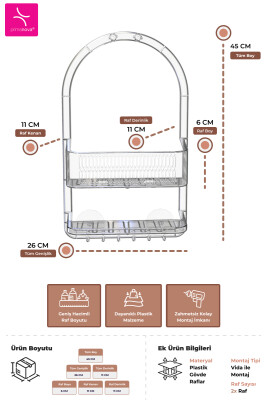 Ceres Plastik Banyo Duş Rafı - Şeffaf - 3