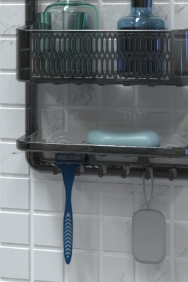 Ceres, Plastik Banyo Duş Rafı-Şeffaf Siyah - 2
