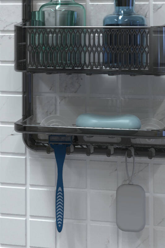 Ceres Plastik Banyo Duş Rafı - Şeffaf Siyah - 2