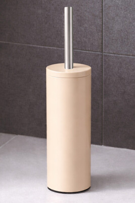 Cigo 2'li Banyo Seti 3 Litre Çelik Çöp Kovası + Tuvalet Fırçası - Bej - 5