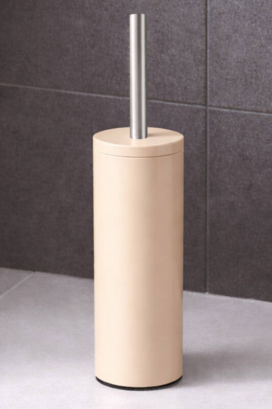 Cigo 2'li Banyo Seti 3 Litre Çelik Çöp Kovası + Tuvalet Fırçası - Bej - 5