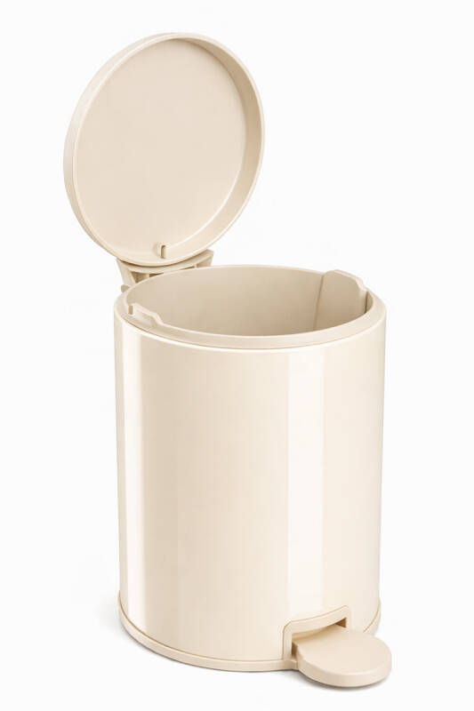 Cigo 2'li Banyo Seti 3 Litre Çelik Çöp Kovası + Tuvalet Fırçası - Bej - 7