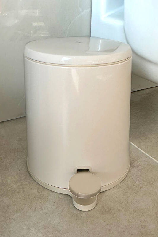 Cigo 2'li Banyo Seti Banyo Çelik Çöp Kovası + Tuvalet Fırçası - Bej - 2