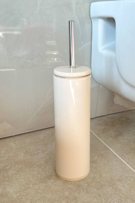 Cigo 2'li Banyo Seti Banyo Çelik Çöp Kovası + Tuvalet Fırçası - Bej - 4