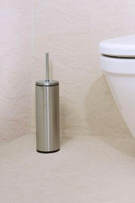 Cigo 2'li Banyo Seti Banyo 6 Litre Çelik Çöp Kovası + Tuvalet Fırçası - Krom - 6