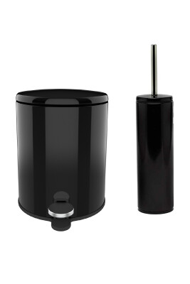 Cigo Banyo Çöp Kovası Tuvalet Fırçası Set 2'Li Siyah - 5