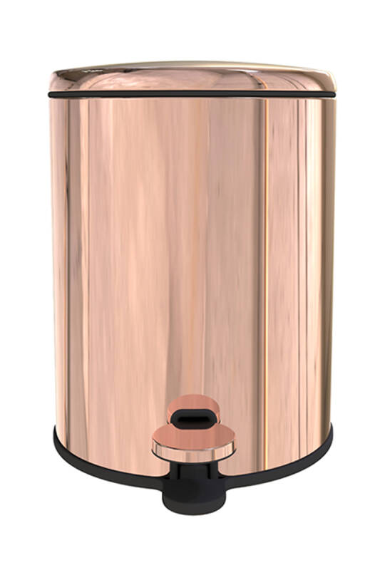 Cigo Metal Pedallı Çöp Kovası 6 LT - Rose Gold İç Kısım Siyah - 1